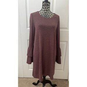 Ann Taylor LOFT Purple Ruffle Sweater Dress (M)